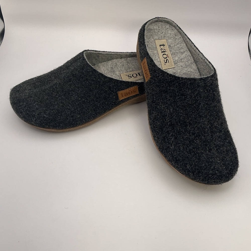 Taos Wooldridge Grey Wool Clogs Mules Made in Spain Women 39 EU 8 US - Picture 7 of 10